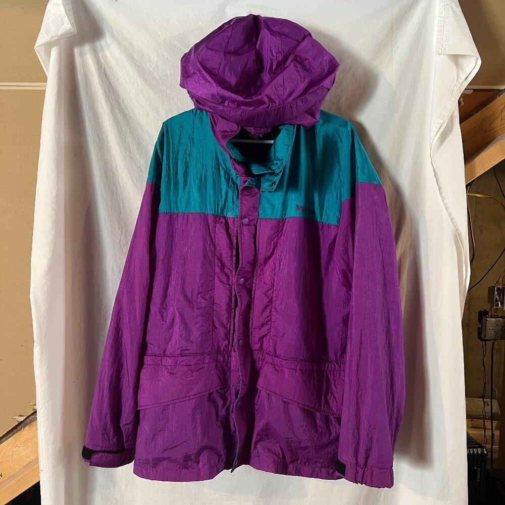 Women Marmot Purple/Aqua Blue Windbreaker Large Jacket